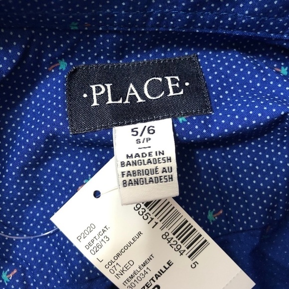 Children’s Place boys palm tree button down 5/6 - Picture 4 of 6